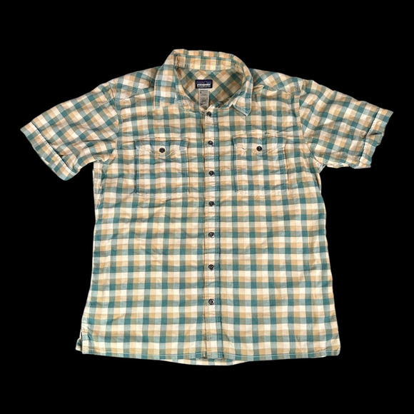 VTG Patagonia Plaid Shirt Button Up Short Sleeve Sz M - Picture 1 of 4